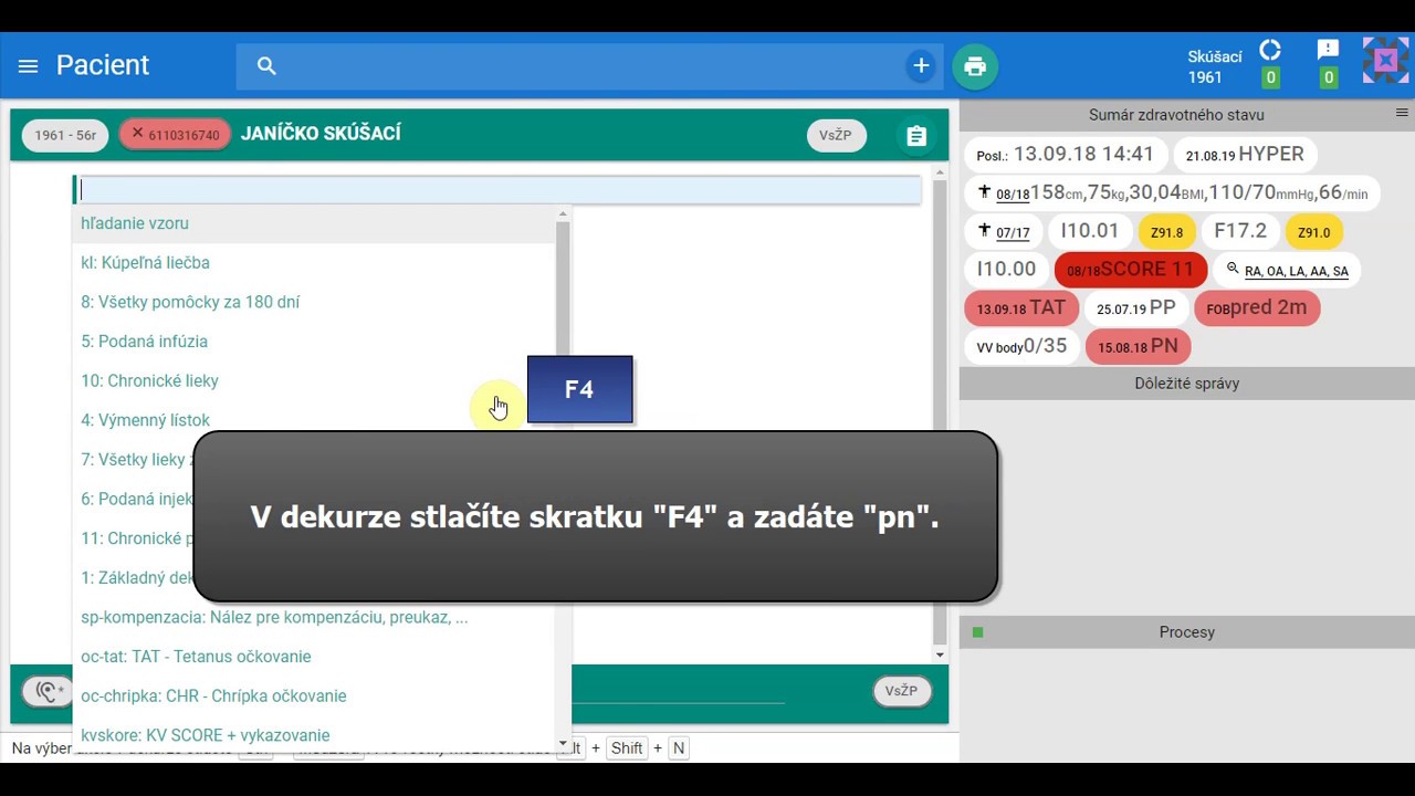 Náhľad videa Ako vložiť sekciu PN do dekurzu