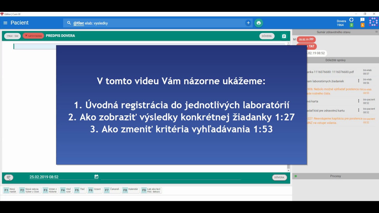 Náhľad videa Dôvera, funkcionalita eLab