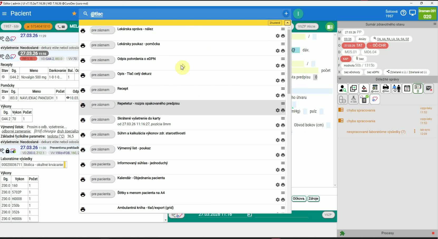 Elektronické odoslanie receptu a odoslanie bez uzatvorenia